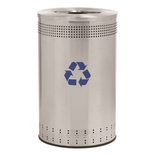 Commercial Zone Precision Series 45 Gallon Imprinted Recycling Waste Receptacle, Stainless Steel